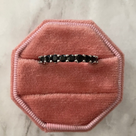 Lilith Black Sapphire Eternity Band Stacking Ring - Picture 4 of 8